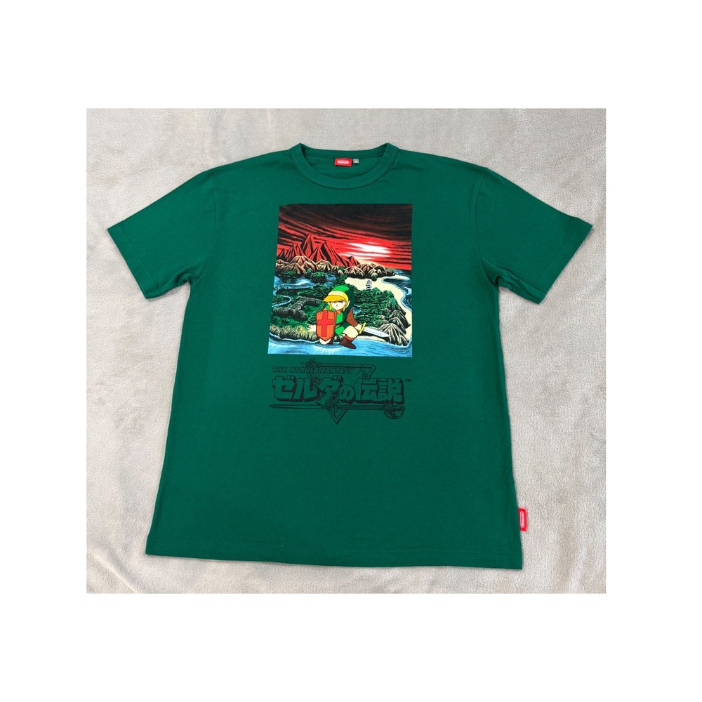 Nintendo Legend of Zelda The Hyrule Fantasy Green Graphic T-Shirt Japan Medium